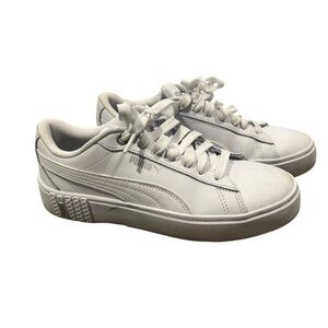 PUMA Womens 7 White Smash‎ SoftFoam Platform Sneaker Shoe Laces Kicks